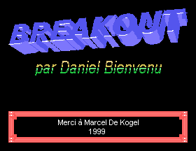 Breakout by Daniel Bienvenu Title Screen